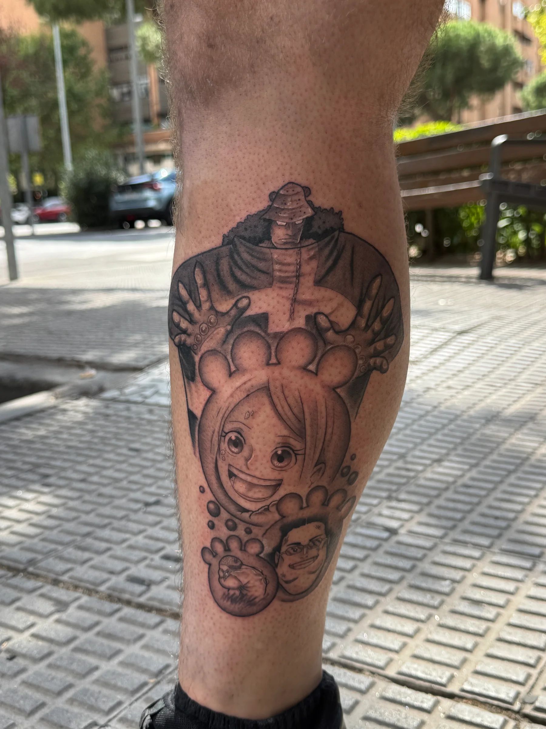 Anime characters on the calf