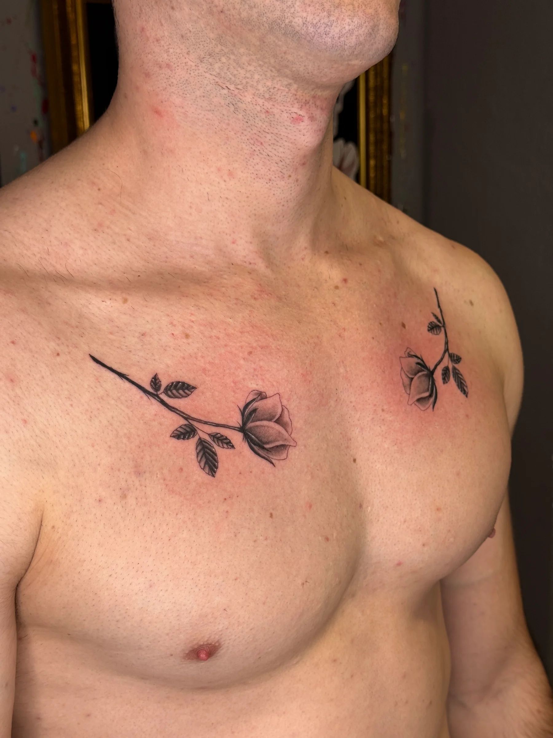 Two roses on the chest