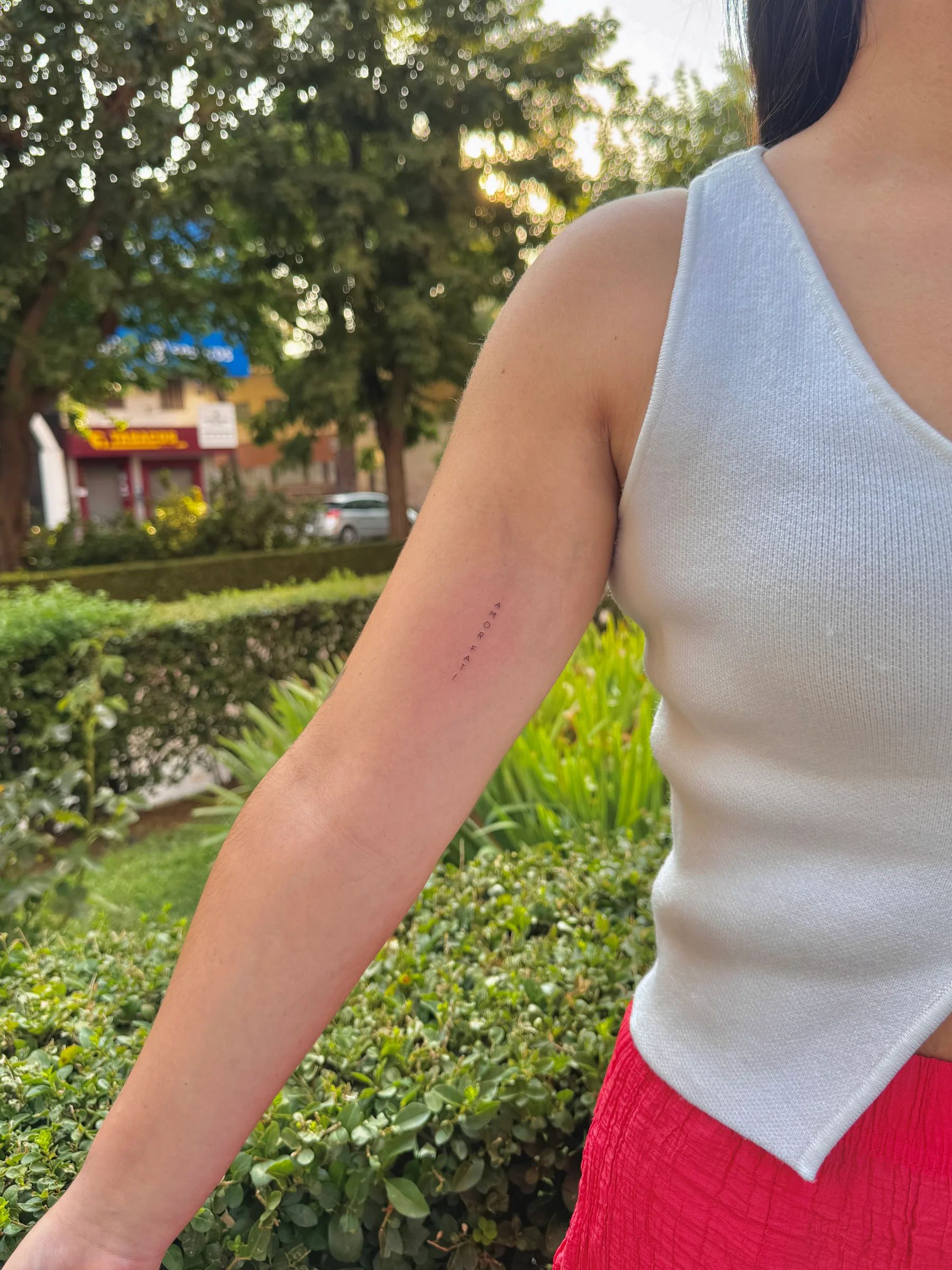Una frase diminuta en el brazo