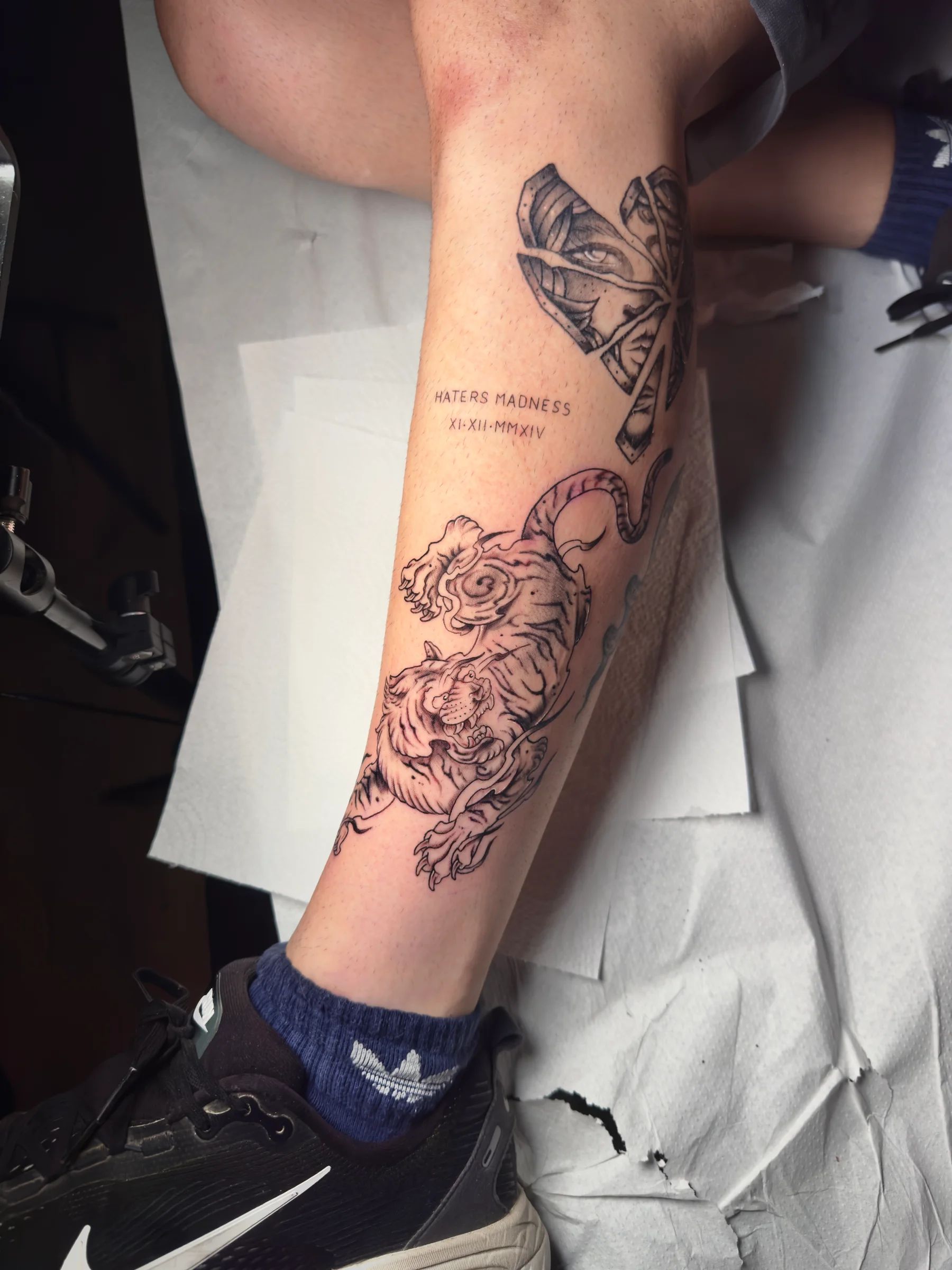 Tiger on the leg